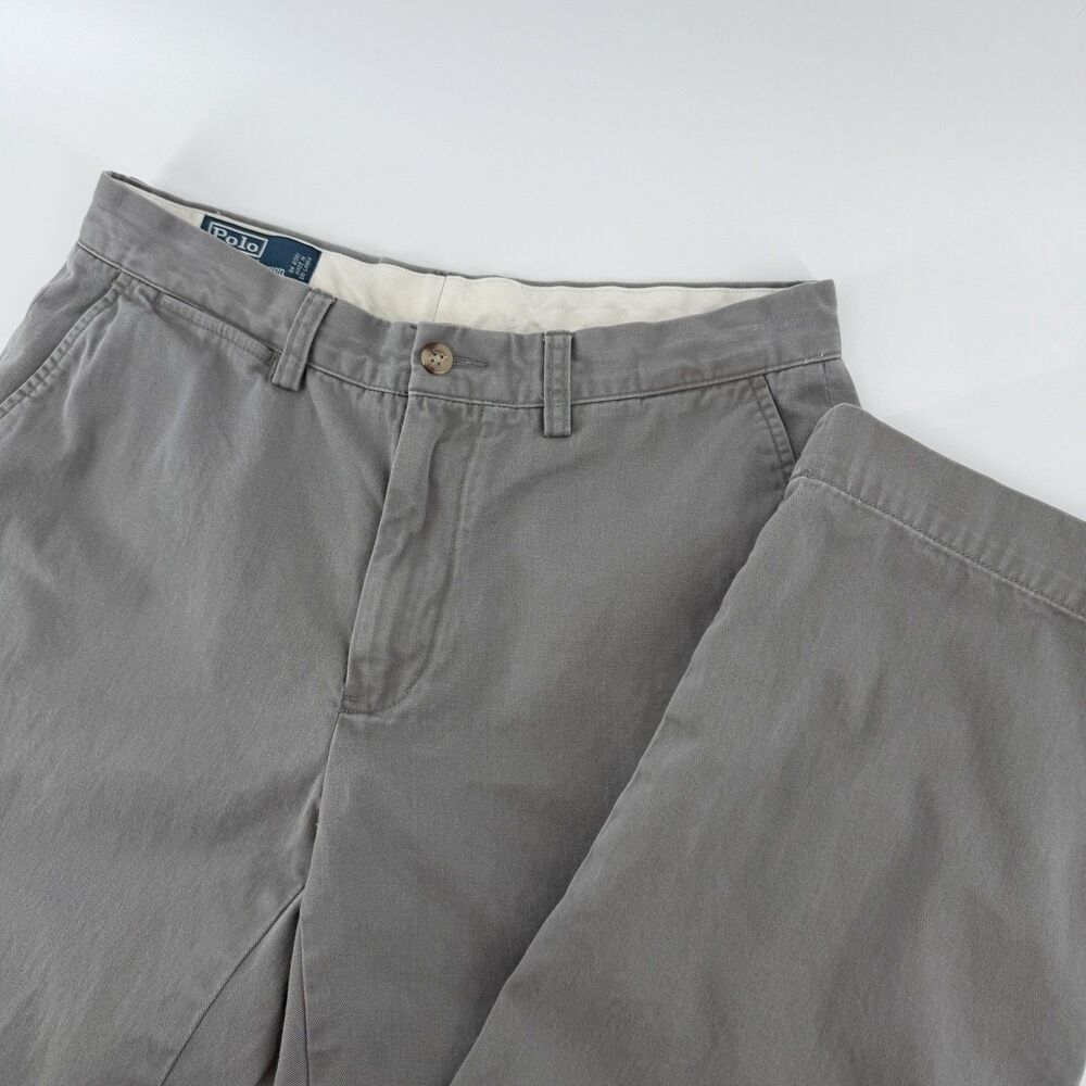 Vintage Polo Ralph Lauren Preston Pants Men 30x27 Gray Cotton Chino Straight Leg